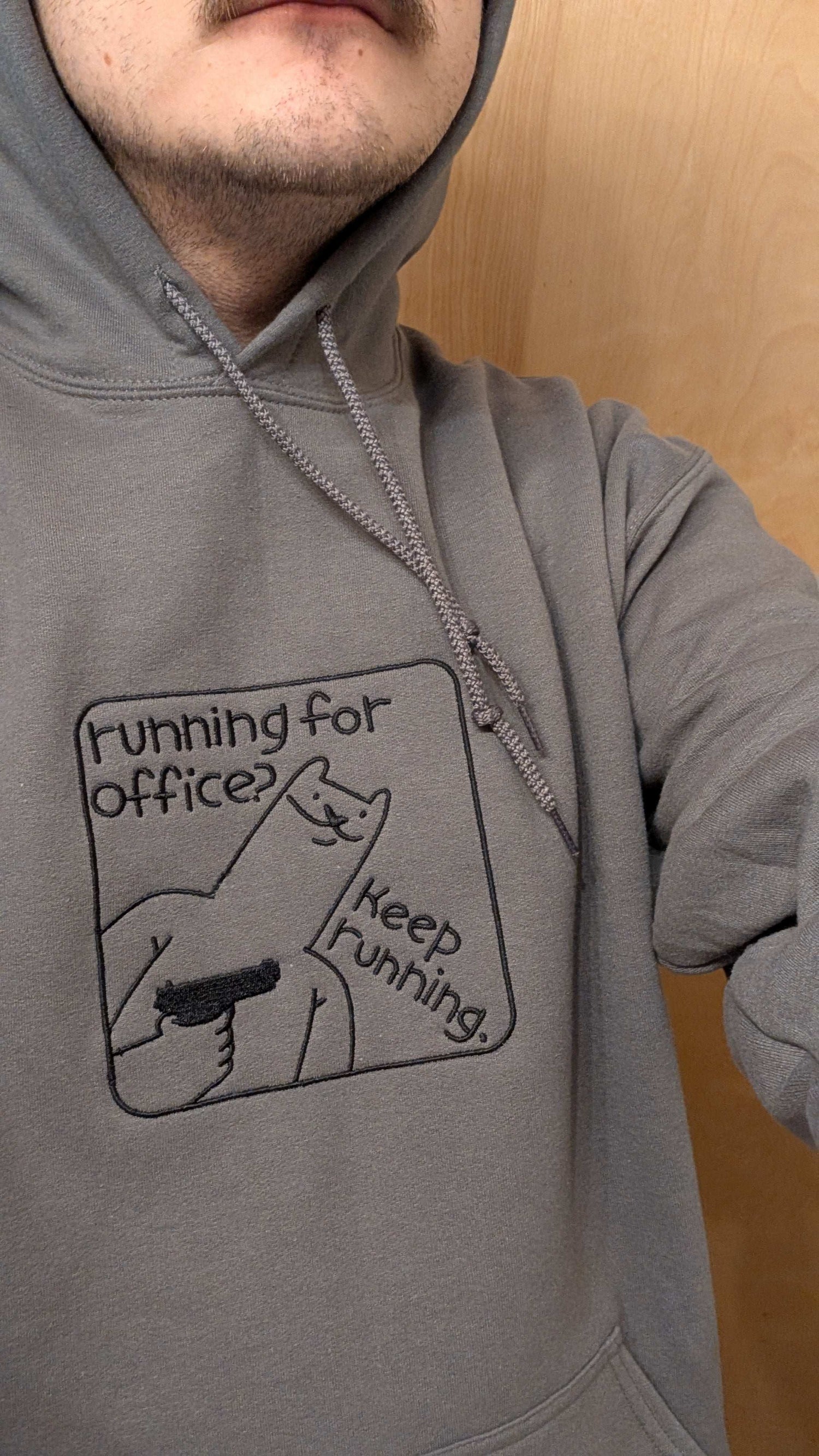 Running for Office embroidered hoodie! - Whatstheirface - ["Embroidery","Hoodies","Men's Clothing","Neck Labels","Personalization Picks","Regular fit","TikTok","Unisex","Women's Clothing"] - Hoodie